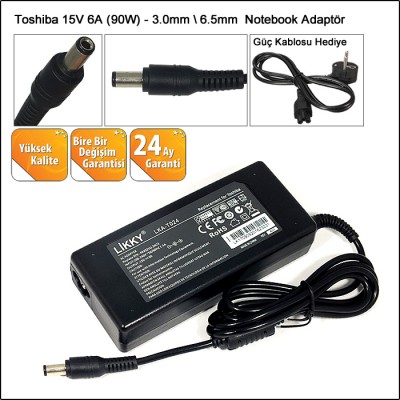 Toshiba Satellite A100 Serisi 15V 6A (90W) - 3.0mm 6.5mm Notebook Adaptörü Toshiba Satellite A100 Serisi 15V 6A (90W) - 3.0mm 6.5mm Notebook Adaptörü