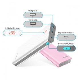 SENSE6 LED PİNK,20000mah 5V  sense6 LED (pink) HARİCİ BATARYA